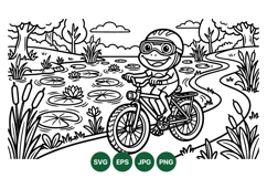 Cute Frog Riding Bicycle Vector Clipart Illustration Product Image 1