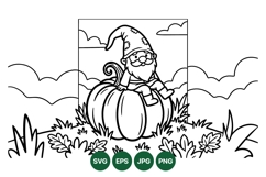 Hand Drawn Gnome Sitting on Pumpkin Illustration Product Image 1