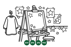 Hand Drawn Star Art Studio Coloring Illustration Product Image 1