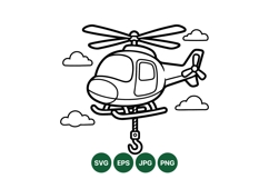 Line Art Helicopter Clipart For Printables Product Image 1