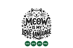 Cute Meow Love Language Cat SVG Design Product Image 1