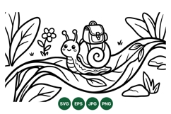Cute Snail Lineart Illustration For Kids Crafts Product Image 1