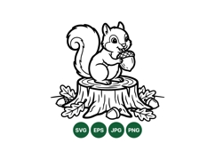 Hand Drawn Squirrel With Acorn Vector Illustration Product Image 1