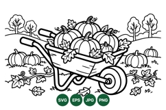 Hand Drawn Autumn Pumpkin Wheelbarrow Illustration Product Image 1