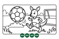 Cute Kangaroo Playing Soccer Svg Cartoon Illustration Product Image 1