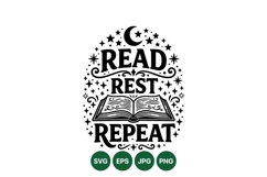 Inspirational Read Rest Repeat Svg Design For Crafts Product Image 1