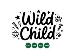 Hand Drawn Wild Child SVG Quote Design Product Image 1