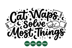 Hand Lettered Cat Naps Quote Illustration Product Image 1