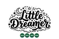 Hand Lettered Little Dreamer Kids Typography Design Product Image 1