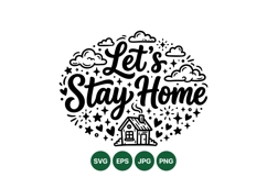 Hand Lettered Stay Home Quote Illustration Design Product Image 1