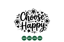 Choose Happy Positive Quote Floral Illustration Product Image 1