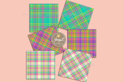Colorful Bright Plaid Digital Paper patterns Product Image 3
