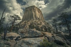 Majestic devils tower under dramatic sky Product Image 1