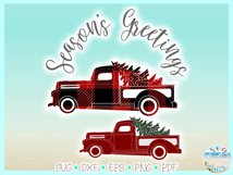 Seasons Greetings Buffalo Plaid Truck Svg Dxf Eps Png PDF Product Image 3