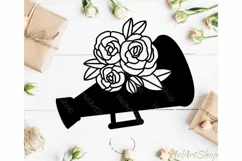 Megaphone svg, Floral Megaphone svg, cheer leader svg Product Image 1