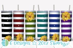Sunflower Tumbler | Striped Skinny Tumbler Sublimation Product Image 1