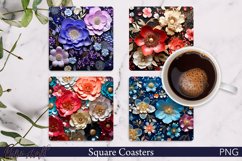 Square Coaster | 3D Flowers | Floral Coasters Product Image 1