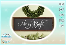 Merry and Bright Horizontal Wood Sign SVG Dxf Eps Png PDF Product Image 2