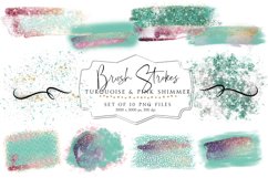 Turquoise and Blush Pink Brush Strokes Bundle Product Image 1