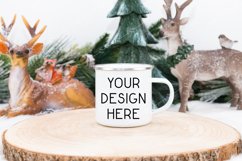 Mug Mockup Christmas Blank White Enamel Coffee Cup Product Image 1