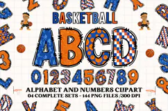 Basketball sport alphabet clipart, basketball letters doodle Product Image 1