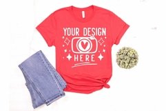 Bella Canvas 3001 Heather Red Mockup, Unisex Tshirt Mockup Product Image 1