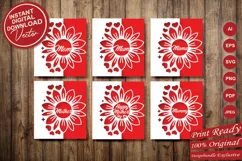 Papercut Sunflower Happy Mothers Day Cards Cover Design Set Product Image 4