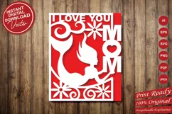 Papercut I Love You Mom Mermaid Theme Card Cover Template Product Image 5
