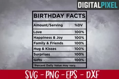 Birthday Facts SVG PNG DXF - Birthday Nutrition Facts Svg Product Image 1