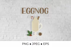 Eggnog lettering and glass of traditional Christmas drink Product Image 1