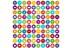 100 telephone icons set color Product Image 1