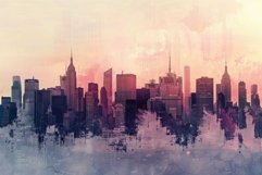 New york city skyline painting effect at sunset Product Image 1