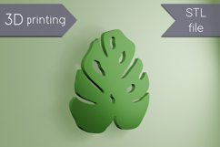 Monstera leaf coaster stl file, 3d printing decor Product Image 1