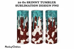 Cowhide Glitter 20oz Skinny Tumbler Sublimation Design PNG Product Image 2