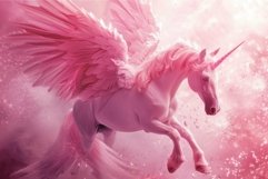 Graceful Pink pegasus flying. Generate Ai Product Image 1