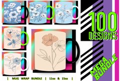 100 3D Flower Mug Wrao Bundle Sublimation PNG, Sunflower PNG Product Image 6