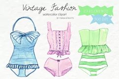 Watercolor Clip Art - Vintage Fashion Product Image 1