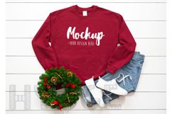 Gildan 18000 Mockup Christmas Cardinal Red Sweatshirt Winter Product Image 1