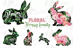 Floral rabbit family, sister, brother,papa and mama bunny Product Image 2
