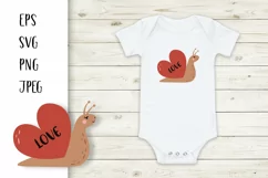 Cute Valentine's snail design. Love. SVG, PNG, JPEG, EPS, AI Product Image 1