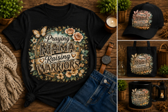 Praying Mama Raising Warriors PNG | Christian Floral Mama Su Product Image 2