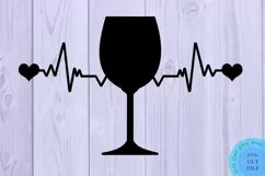 Funny Svg Wine Svg I Love Wine Svg Wine Heartbeat Svg Mom Product Image 2