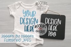 Baby Bodysuit &amp; Hanging Sign Mock-Up Duo Product Image 1