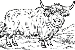 Highland Cow in a Field Background Wallpaper Product Image 1