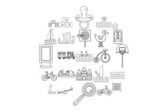 Physical training icons set, outline style Product Image 1