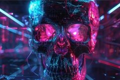 Cybernetic skull with futuristic neon circuitry Product Image 1
