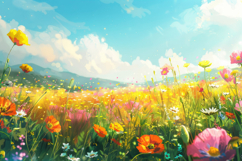 Colorful Flowers Background Wallpaper Product Image 1