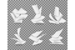 Flying white blank paper sheets. Pile of document pages vect Product Image 1