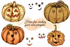 Fancy halloween clipart, halloween party png set, pumpkins Product Image 5