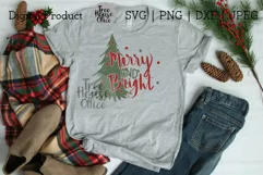 Merry & Bright Christmas Quote SVG PNG DXF Holiday Saying Product Image 2